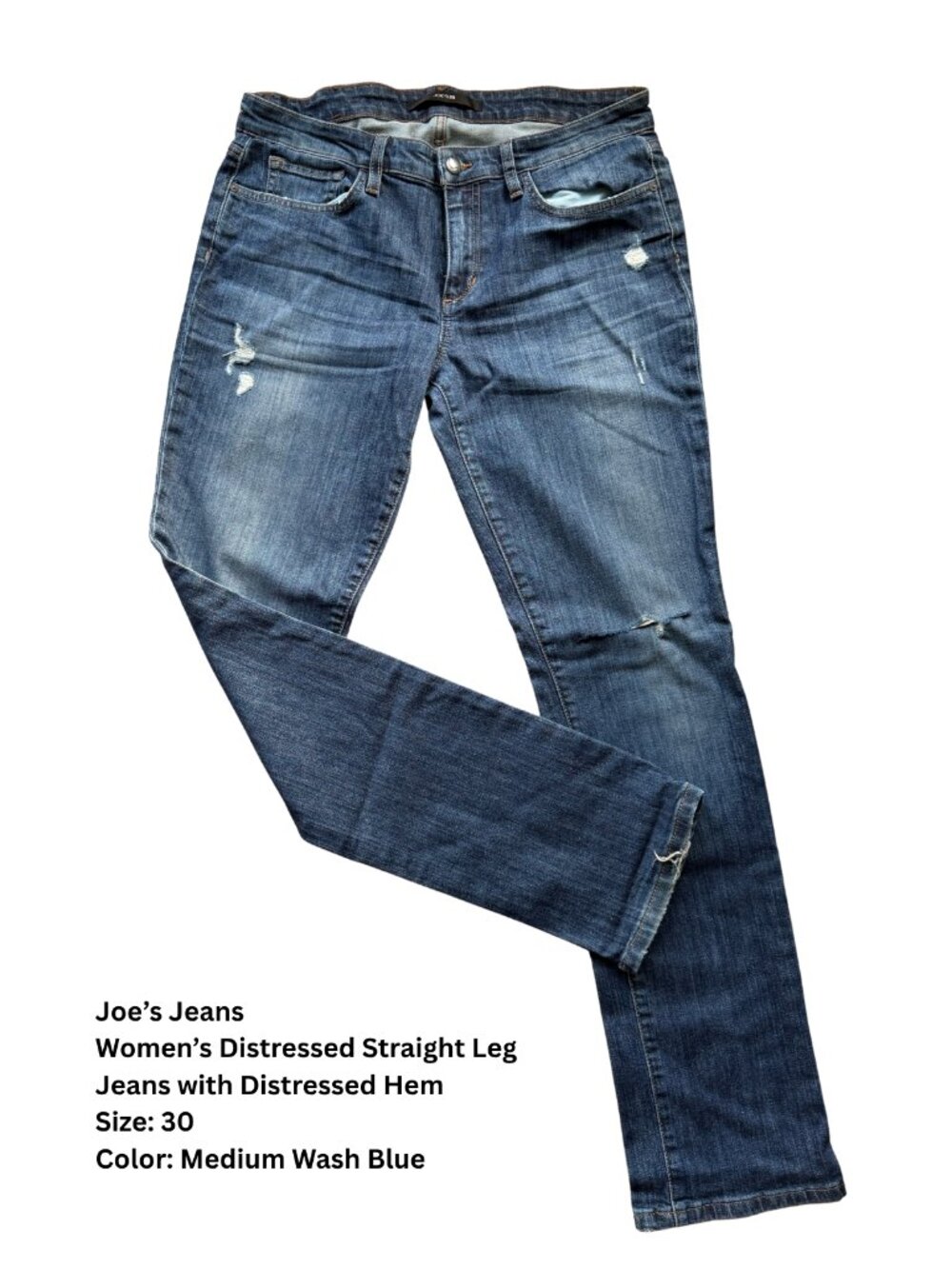 Joe’s Jeans Women’s Distressed Straight Leg Jeans, Size 30